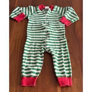 Hanna Andersson Bold Stripe Sleeper Green / White / Red 80cm